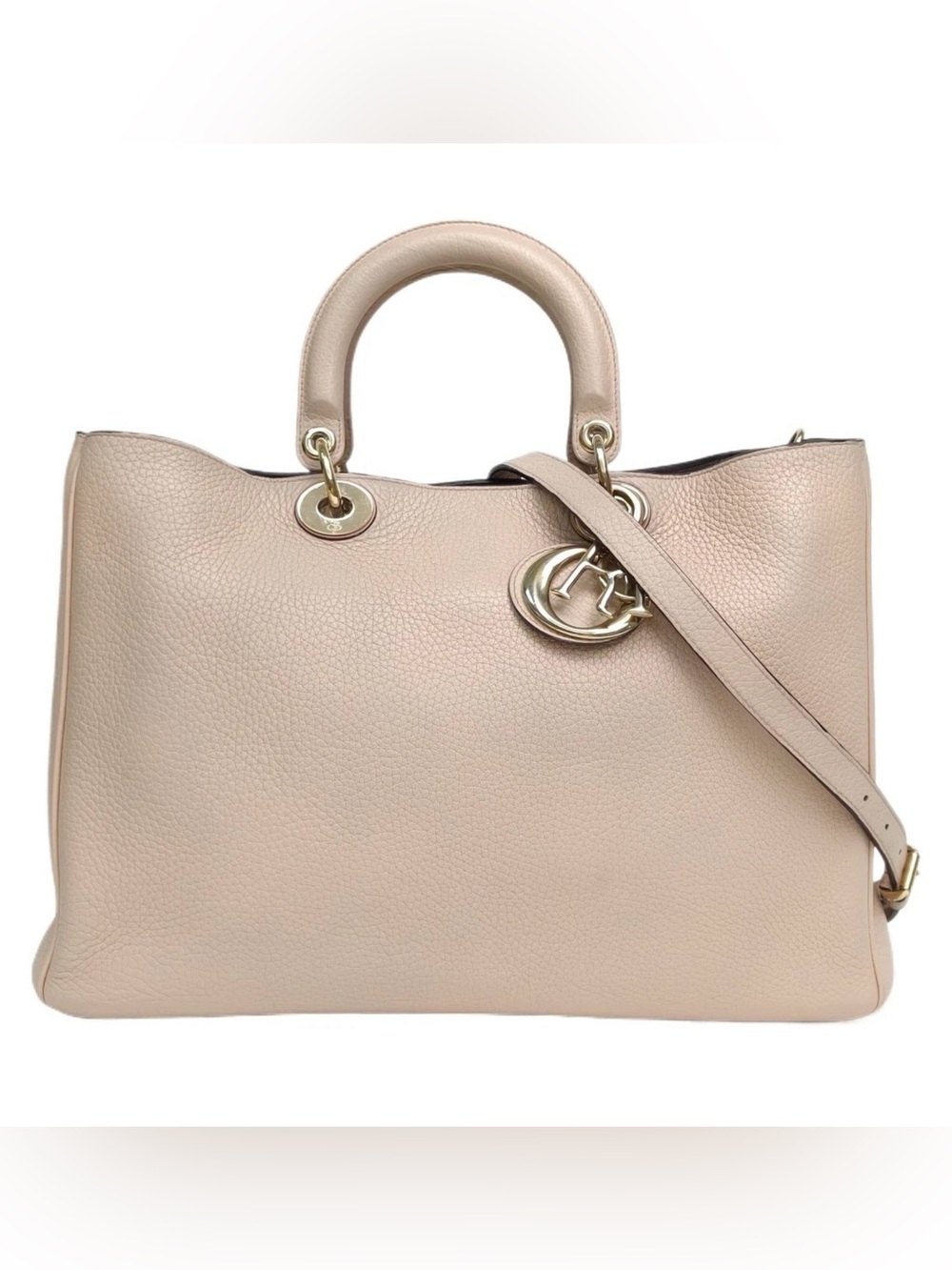 Dior Large Diorissimo Tote Pink Pebbled Leather Gold